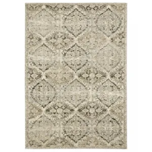 10' X 13' Ivory And Gray Floral Trellis Indoor Area Rug