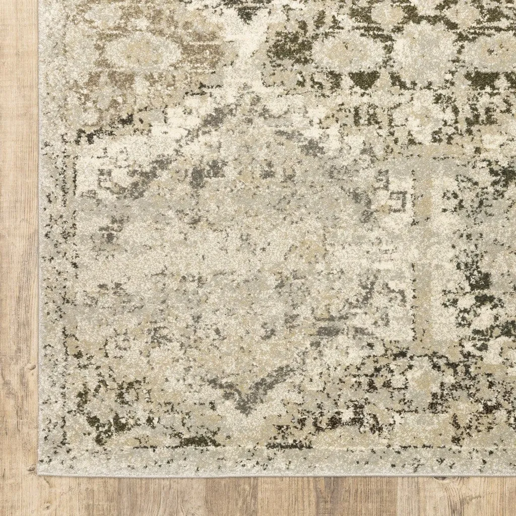 10' X 13' Ivory And Gray Floral Trellis Indoor Area Rug