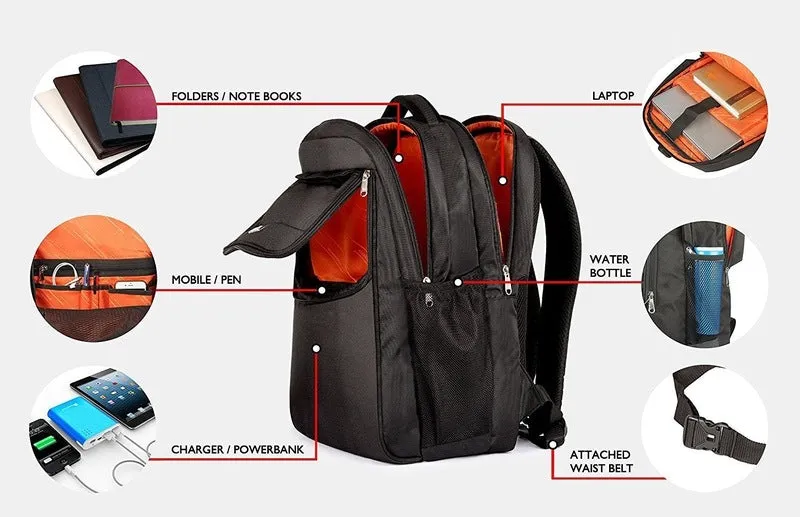 30 Ltrs Laptop Backpack with Cushioned Sleeve & Padded Handles | Black