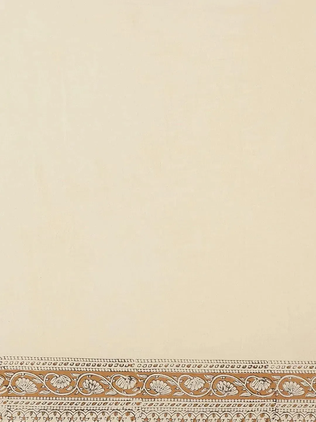 Beige Printed Cotton Saree