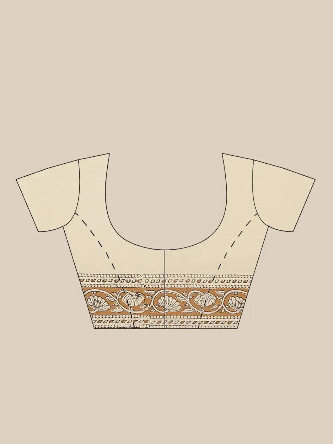 Beige Printed Cotton Saree