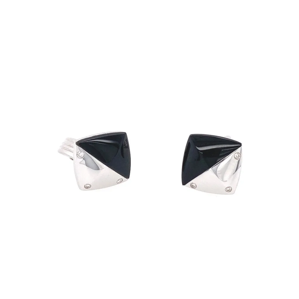 Black Onyx and Diamond Cuff Links set in 18kt White Gold