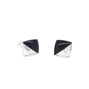 Black Onyx and Diamond Cuff Links set in 18kt White Gold