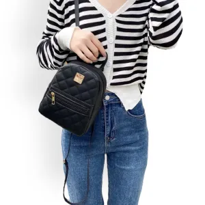Black Quilted Mini Backpack Bag