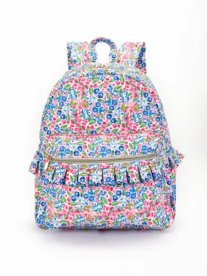 Blue Flower Girls Ruffle Backpack