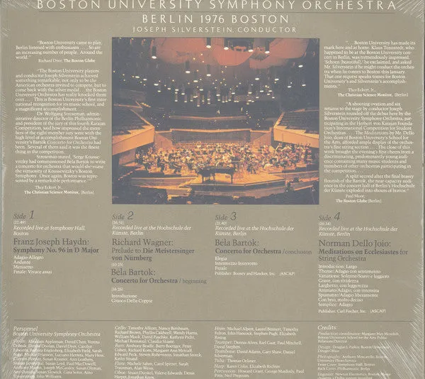 Boston University Symphony Orchestra, Joseph Silverstein - Berlin 1976 Boston (2xLP, Gat) (M)