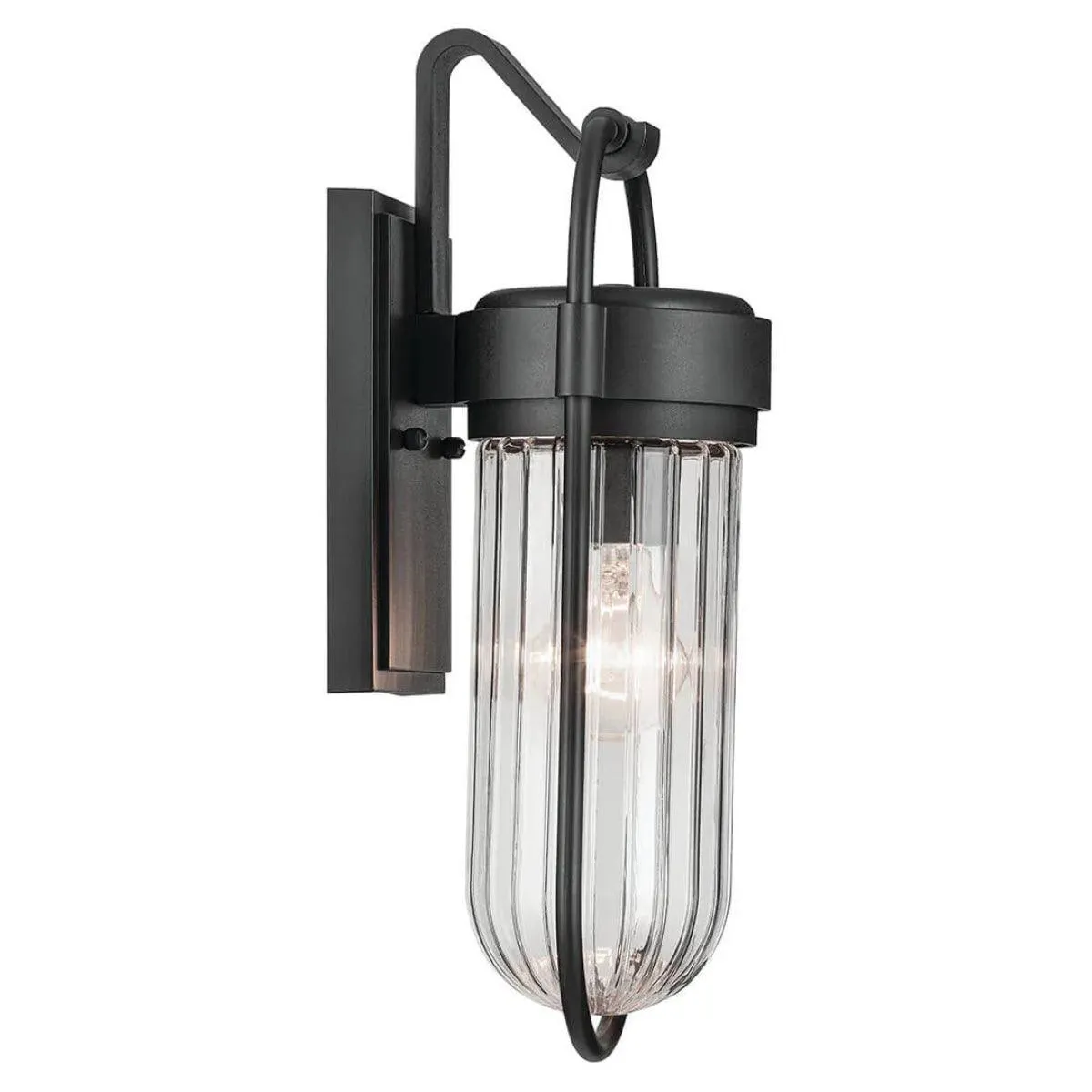 Brix 16 In 1-Light Outdoor Wall Light With Clear Glass, Black Finish