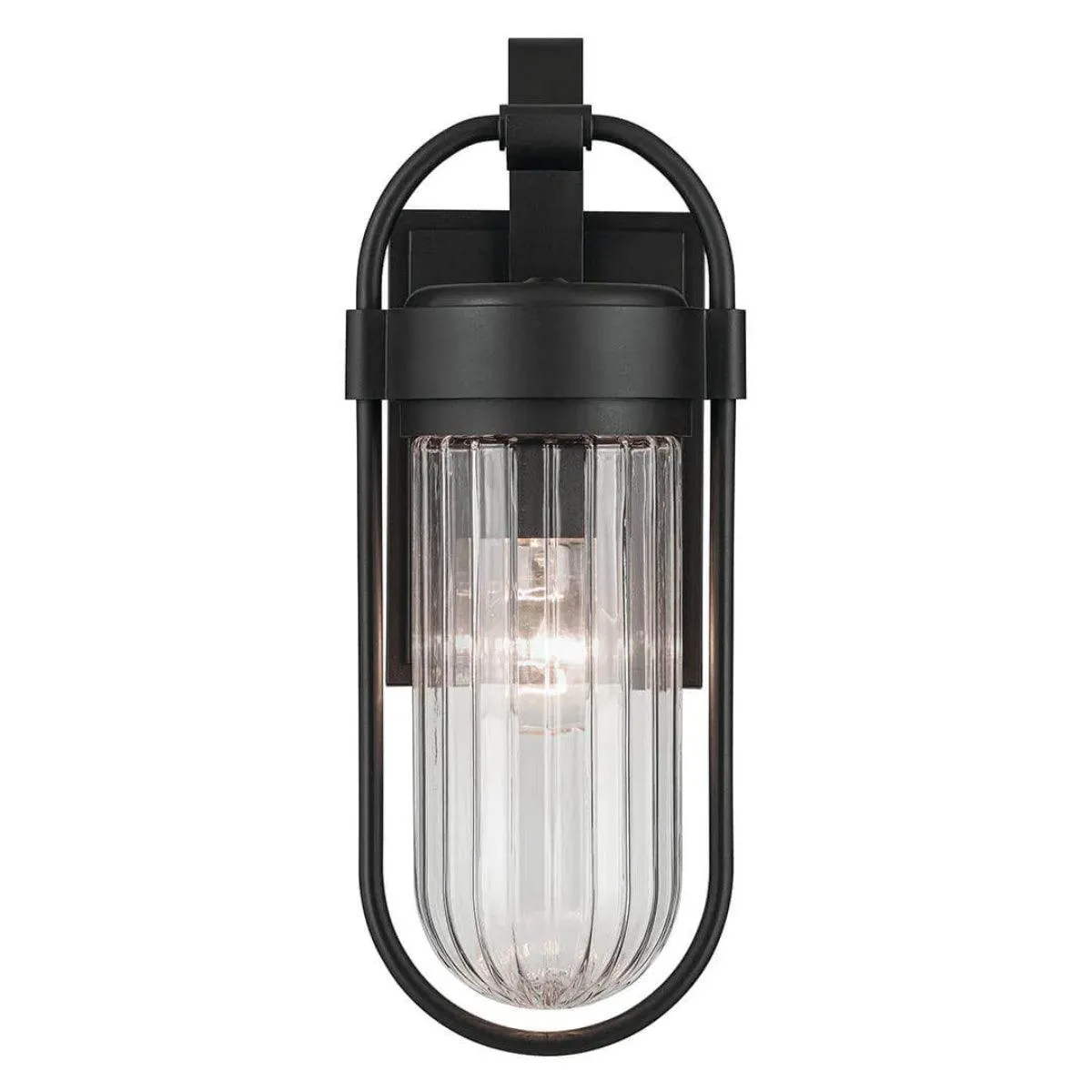 Brix 16 In 1-Light Outdoor Wall Light With Clear Glass, Black Finish