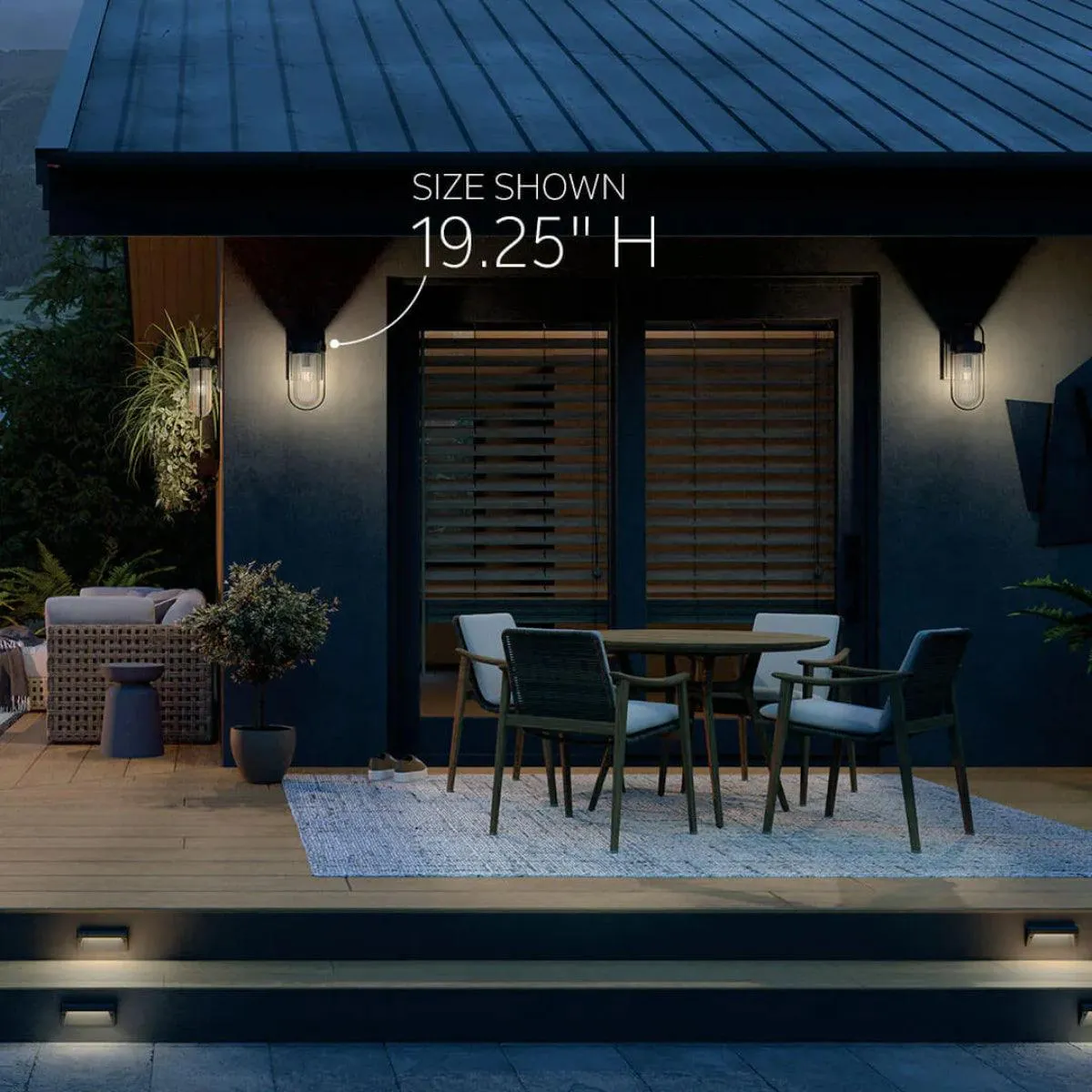 Brix 16 In 1-Light Outdoor Wall Light With Clear Glass, Black Finish