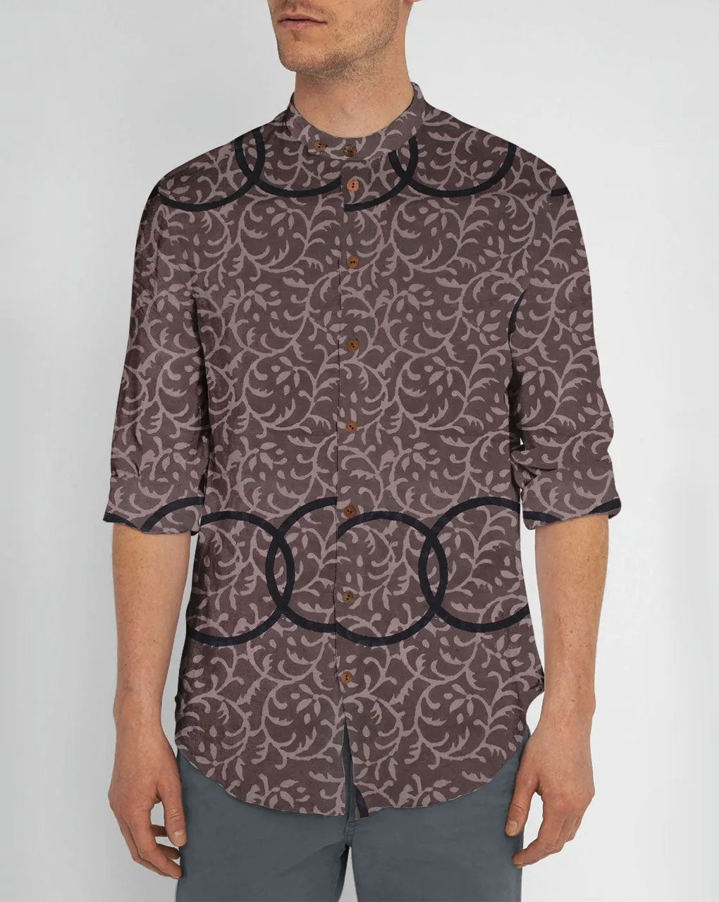 Brown Hand Block Cotton Fabric