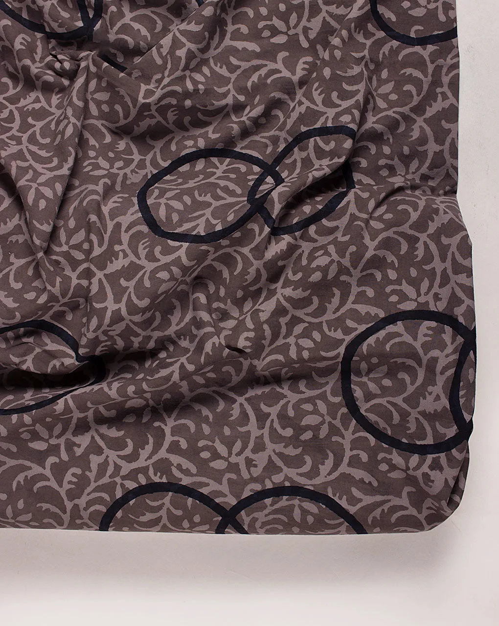 Brown Hand Block Cotton Fabric
