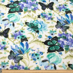 Butterflies on Cream Printed Polar Fleece Design 59