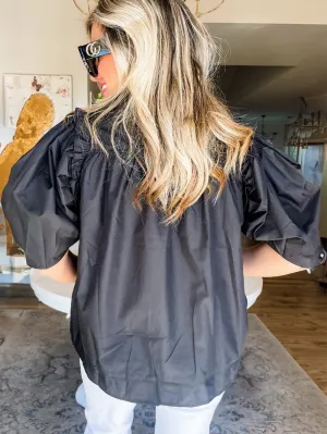 Button Down Puff Sleeve Top