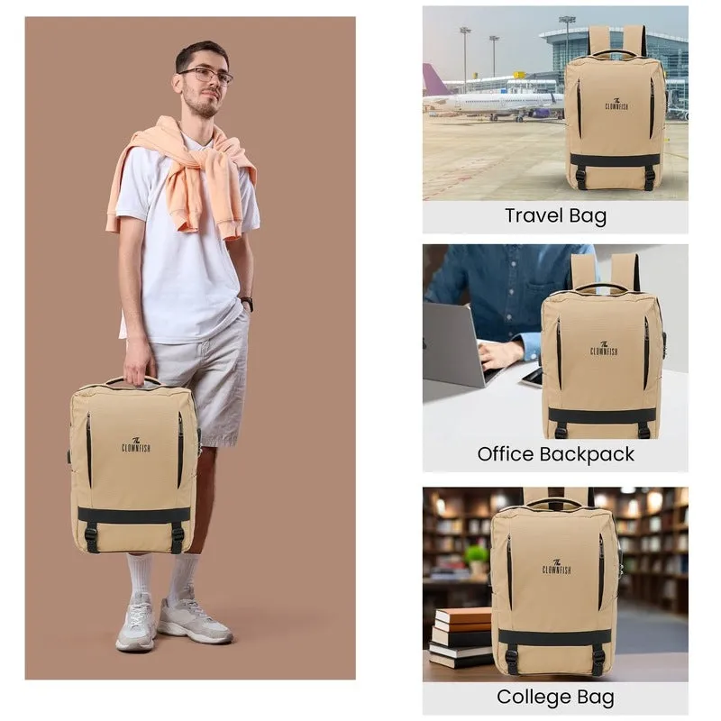 Clownfish Laptop Bag - Durable 900D Fabric, USB Port | Spacious 45L | Beige