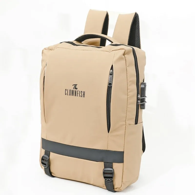 Clownfish Laptop Bag - Durable 900D Fabric, USB Port | Spacious 45L | Beige