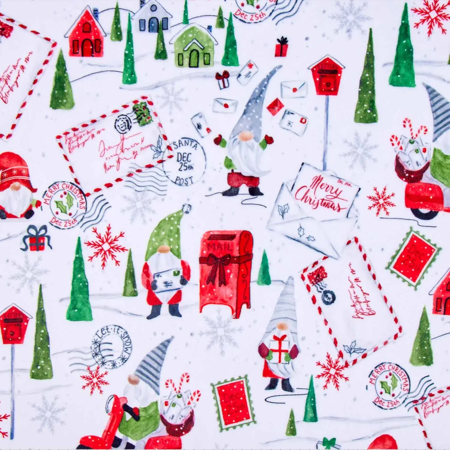 Cuddle® Prints - Gnome Express Scarlet Digitally Printed Yardage