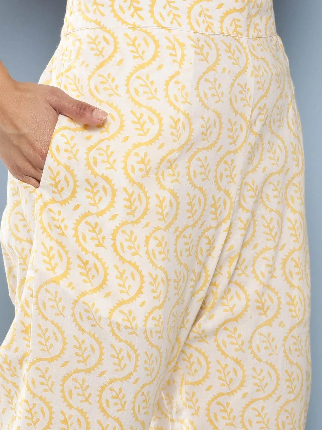 Divena Yellow Pure Chanderi Kurta Pant Set with Dupatta