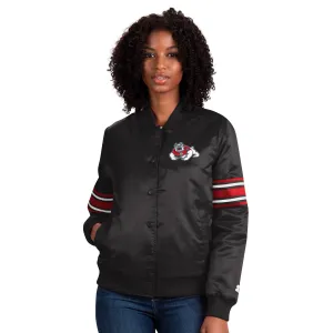 FRESNO STATE BULLDOGS WOMEN'S LINE UP BLACK SATIN JACKET