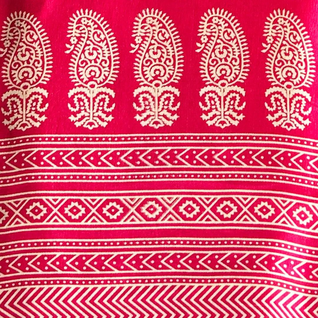 Hot Pink Traditional Patola Printed Mashru Silk Fabric