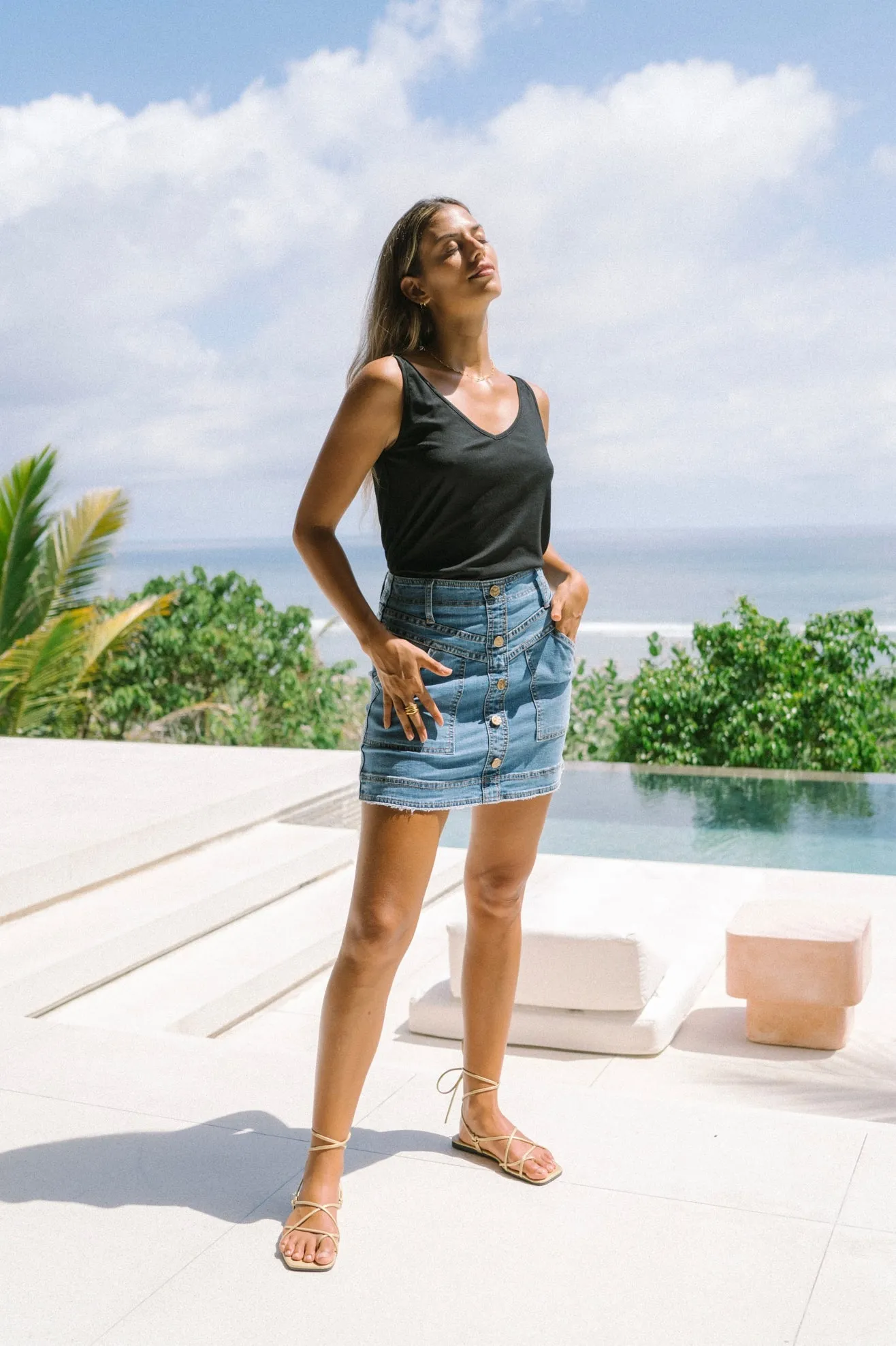 Ivanna Black V-Neck Tank Top
