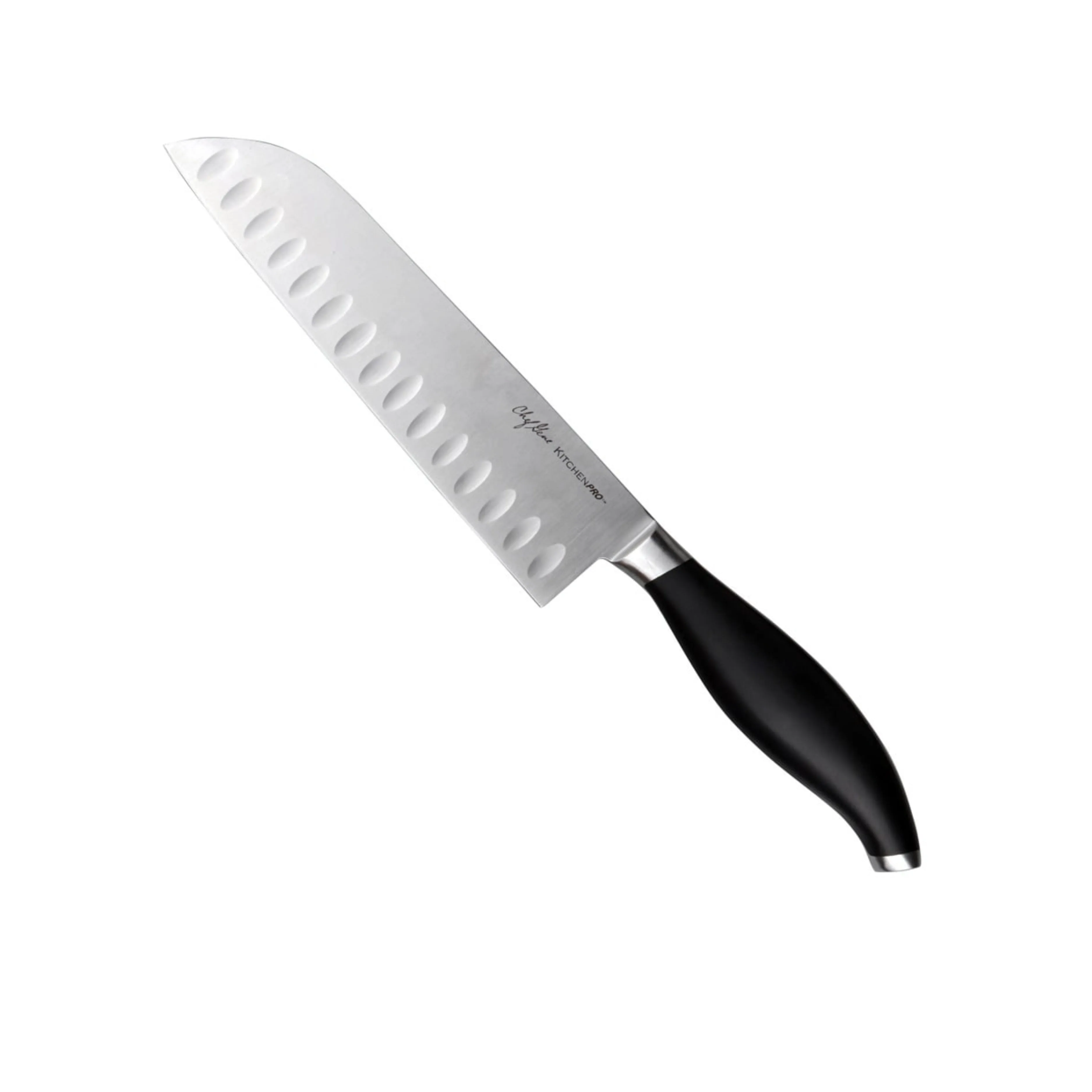 Kitchen Pro Chef Gene Gonzales Flair Collection Stainless Santoku Knife 7" with Black Handle