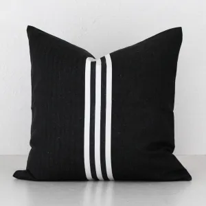 KUTA HERRINGBONE CUSHION  | 55X55CM  |  BLACK BASE   WHITE STRIPE