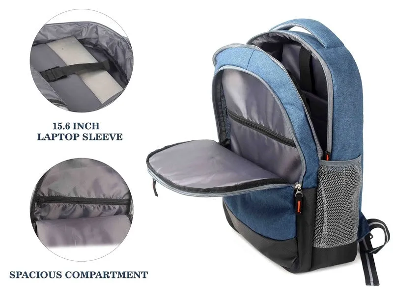 Laptop Backpack with 2 Compartments & Water Bottle Holders | 17 Litres | Blue