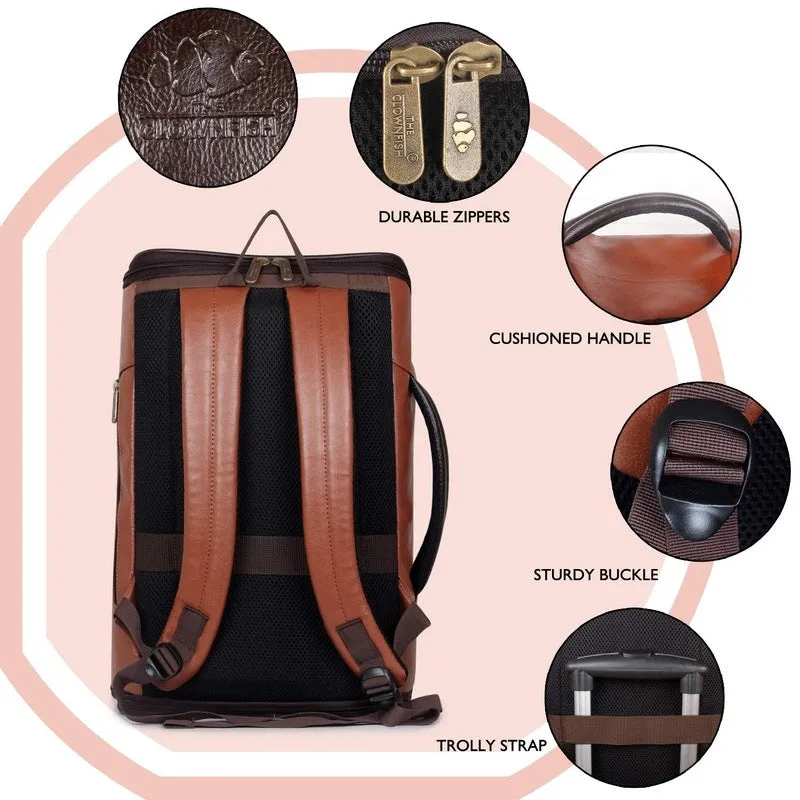 Laptop Backpack with Faux Leather, Adjustable Straps | 15.6 inch | Chocolate Brown