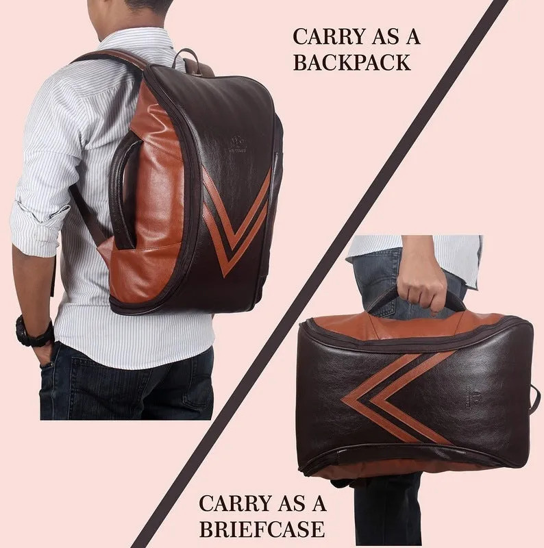 Laptop Backpack with Faux Leather, Adjustable Straps | 15.6 inch | Chocolate Brown