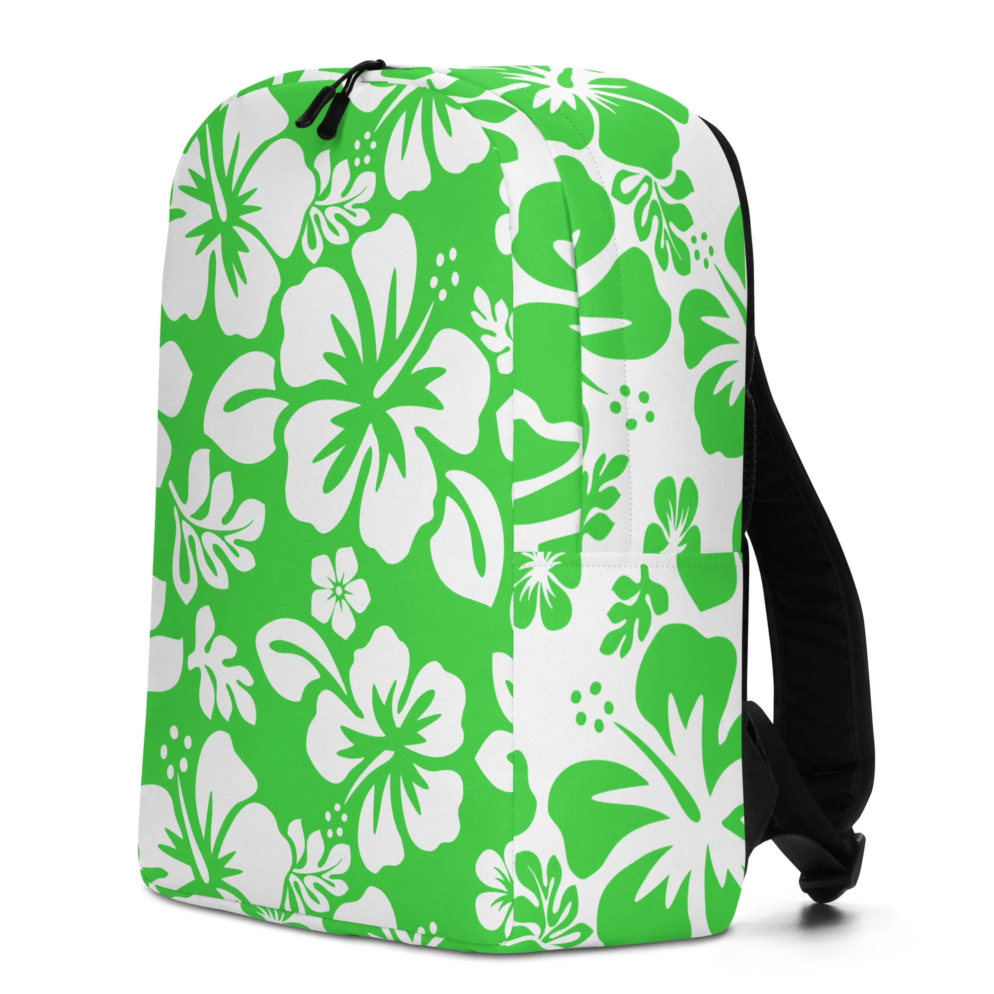 Lime Green and White Hawaiian Print Backpack