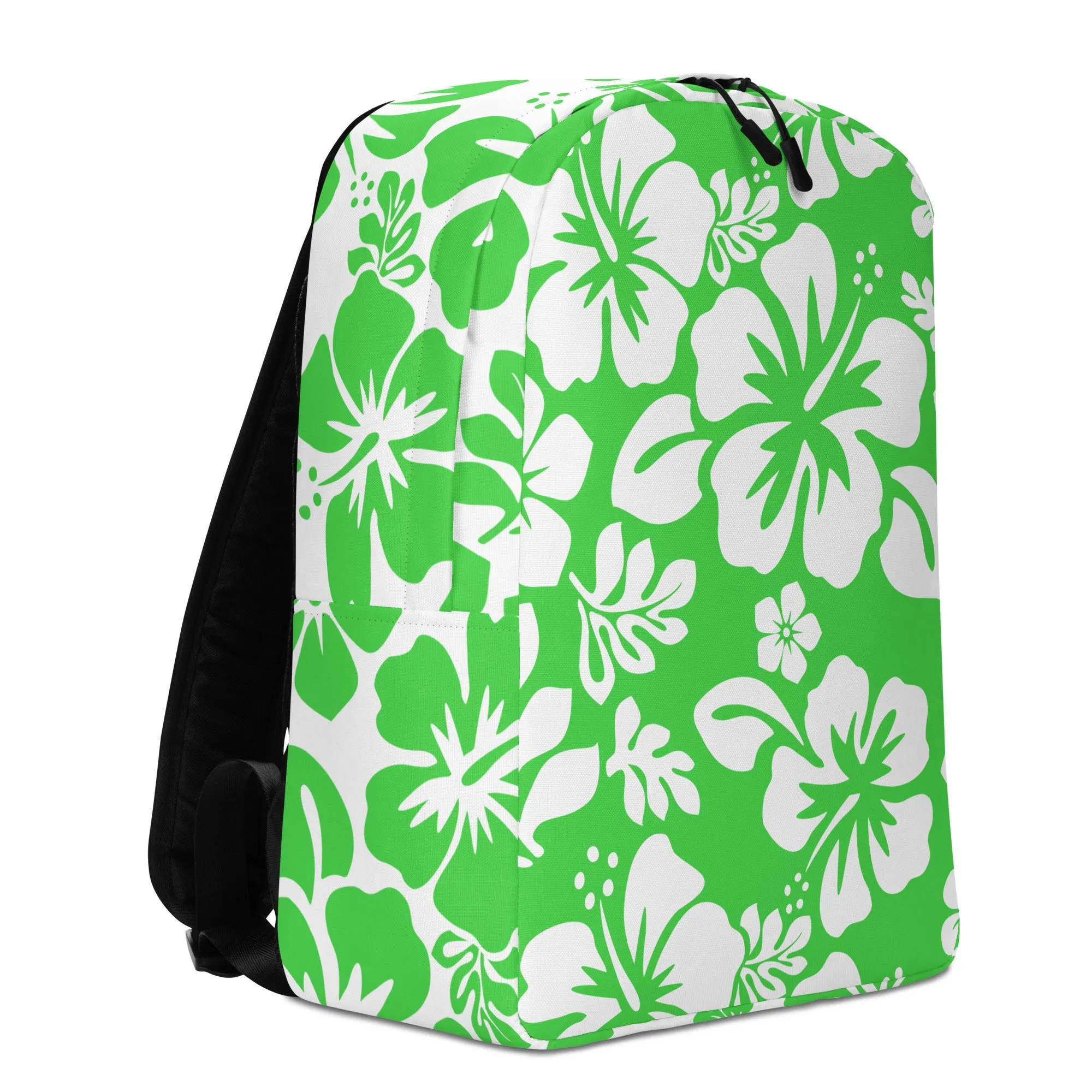 Lime Green and White Hawaiian Print Backpack