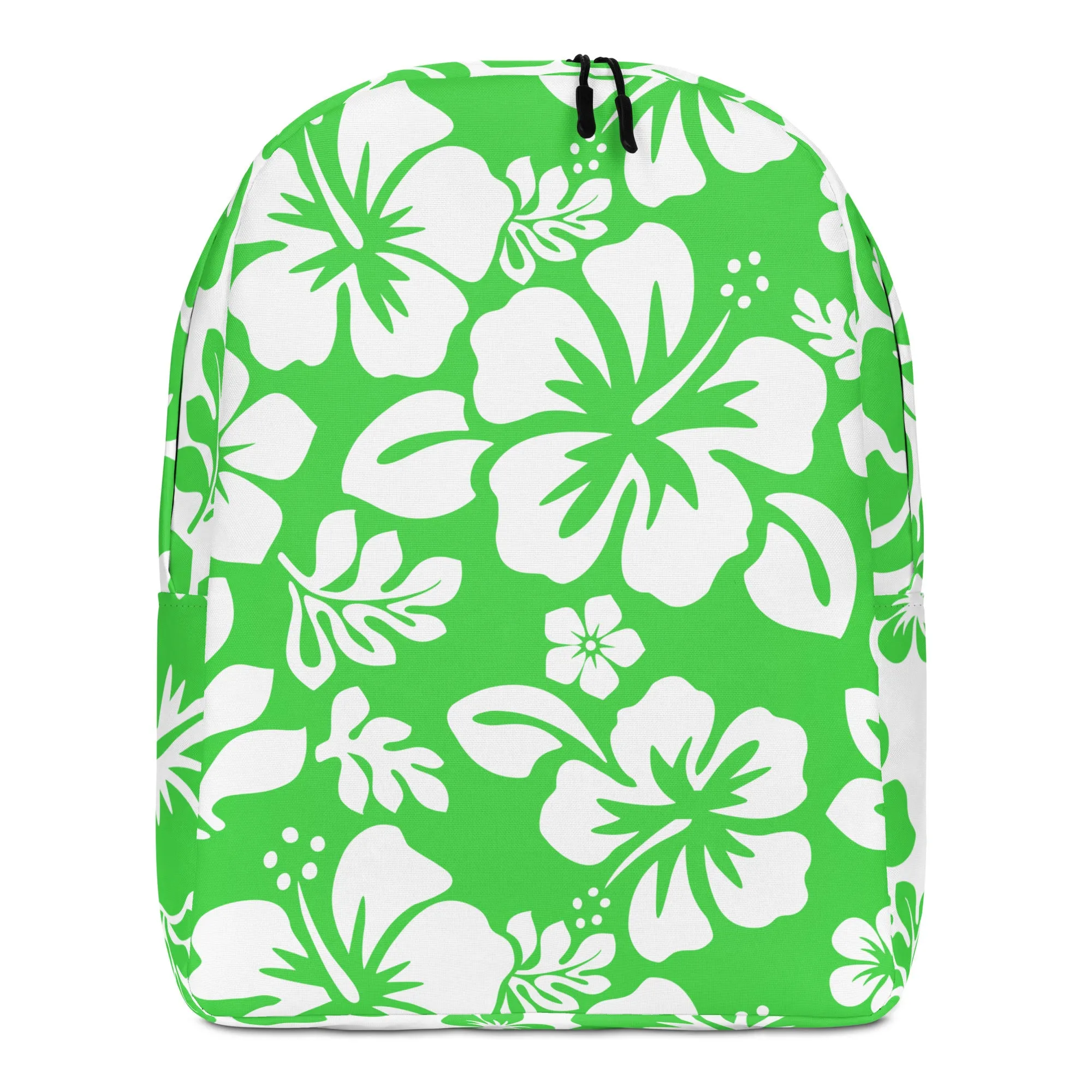 Lime Green and White Hawaiian Print Backpack