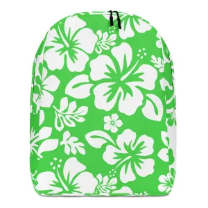 Lime Green and White Hawaiian Print Backpack