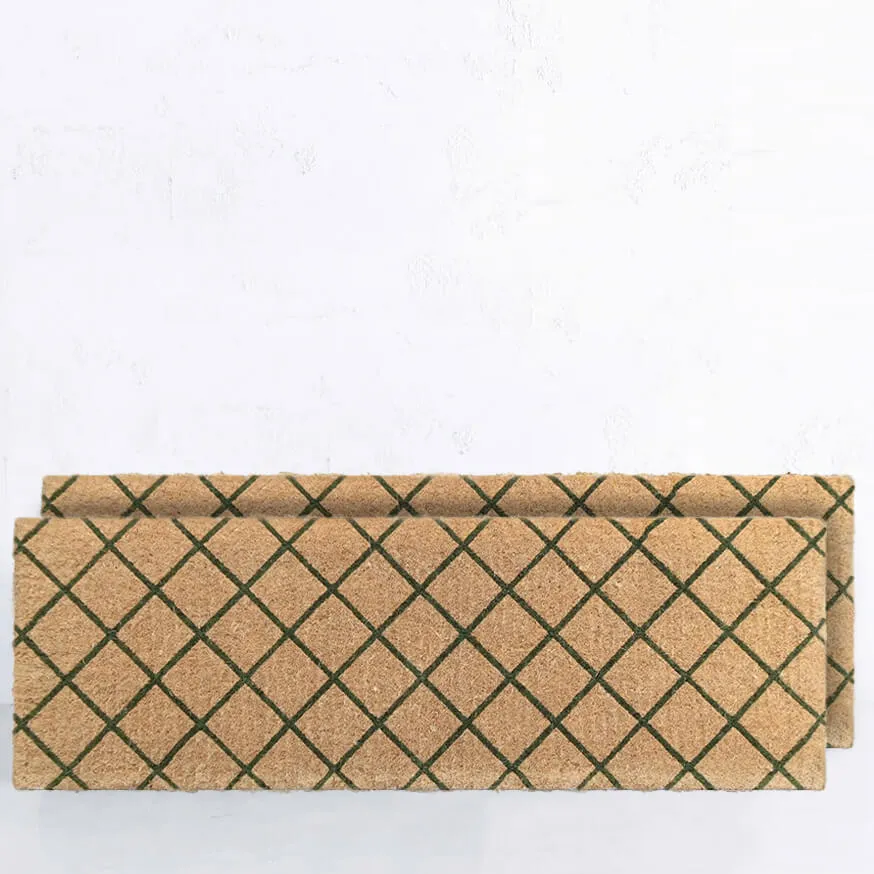 LIVING BY DESIGN EXCLUSIVE  |  OLIVE GREEN FRENCH TRELLIS DOORMAT BUNDLE x2  |  120CM x 40CM