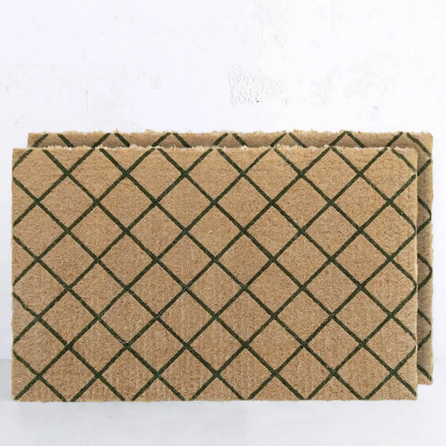 LIVING BY DESIGN EXCLUSIVE  |  OLIVE GREEN TRELLIS DOORMAT BUNDLE x2  |  106CM x 66CM