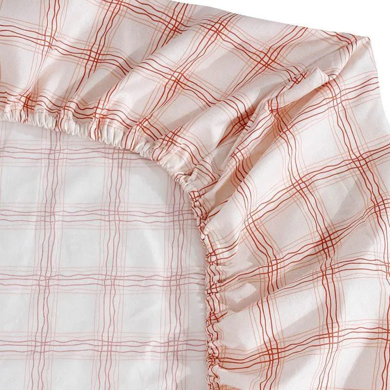 Milly Checkered Bedsheet - Peach