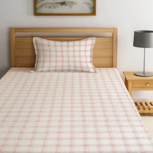 Milly Checkered Bedsheet - Peach