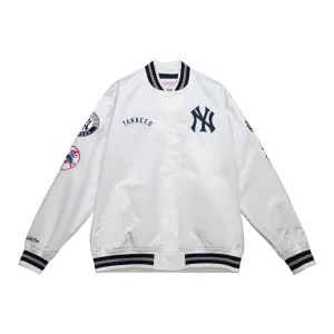 NEW YORK YANKEES MEN'S MITCHELL & NESS CITY COLLECTION LIGHTWEIGHT SATIN JACKET - WHITE