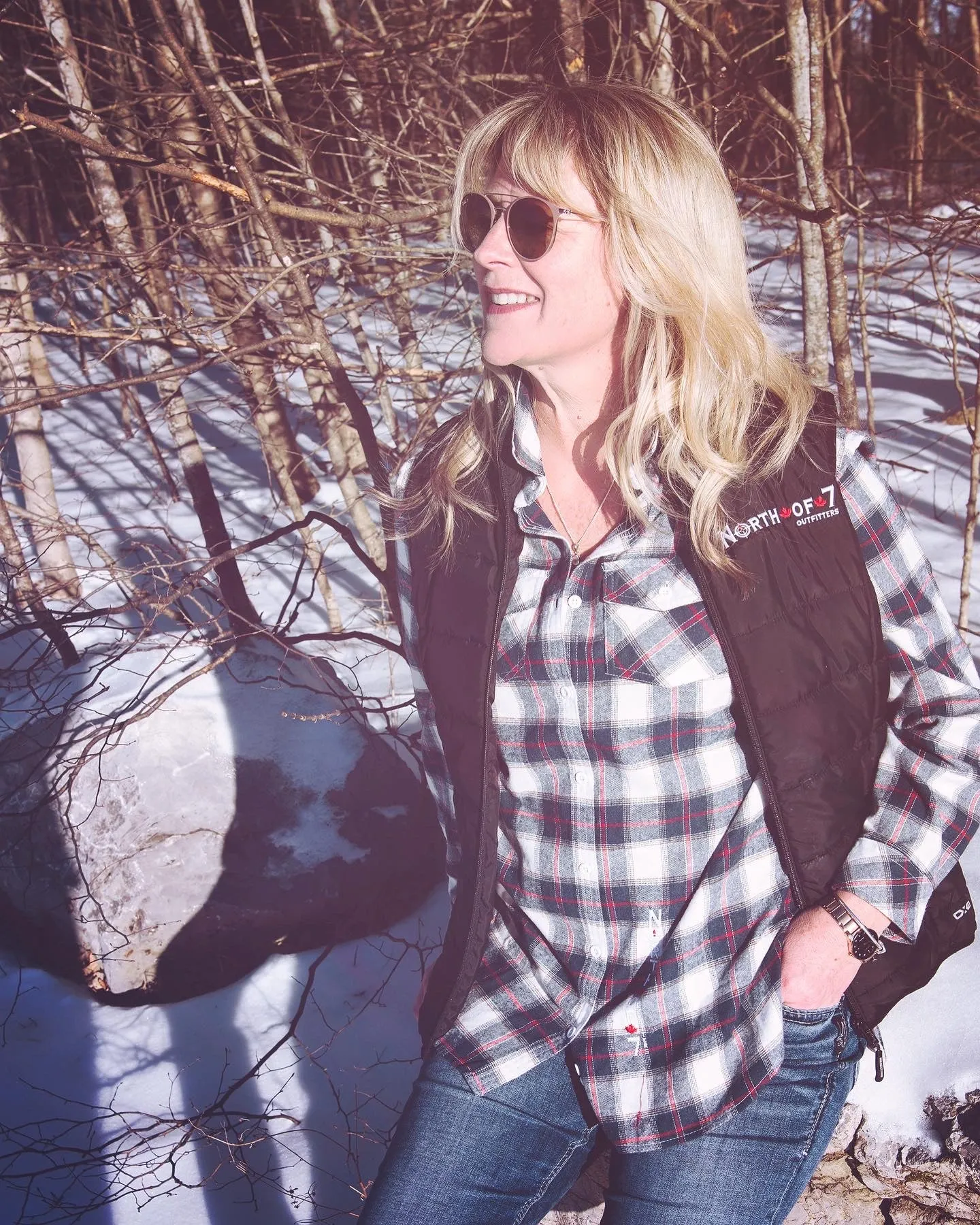 North of 7 Outfitters Women's Flannel Plaid Button up