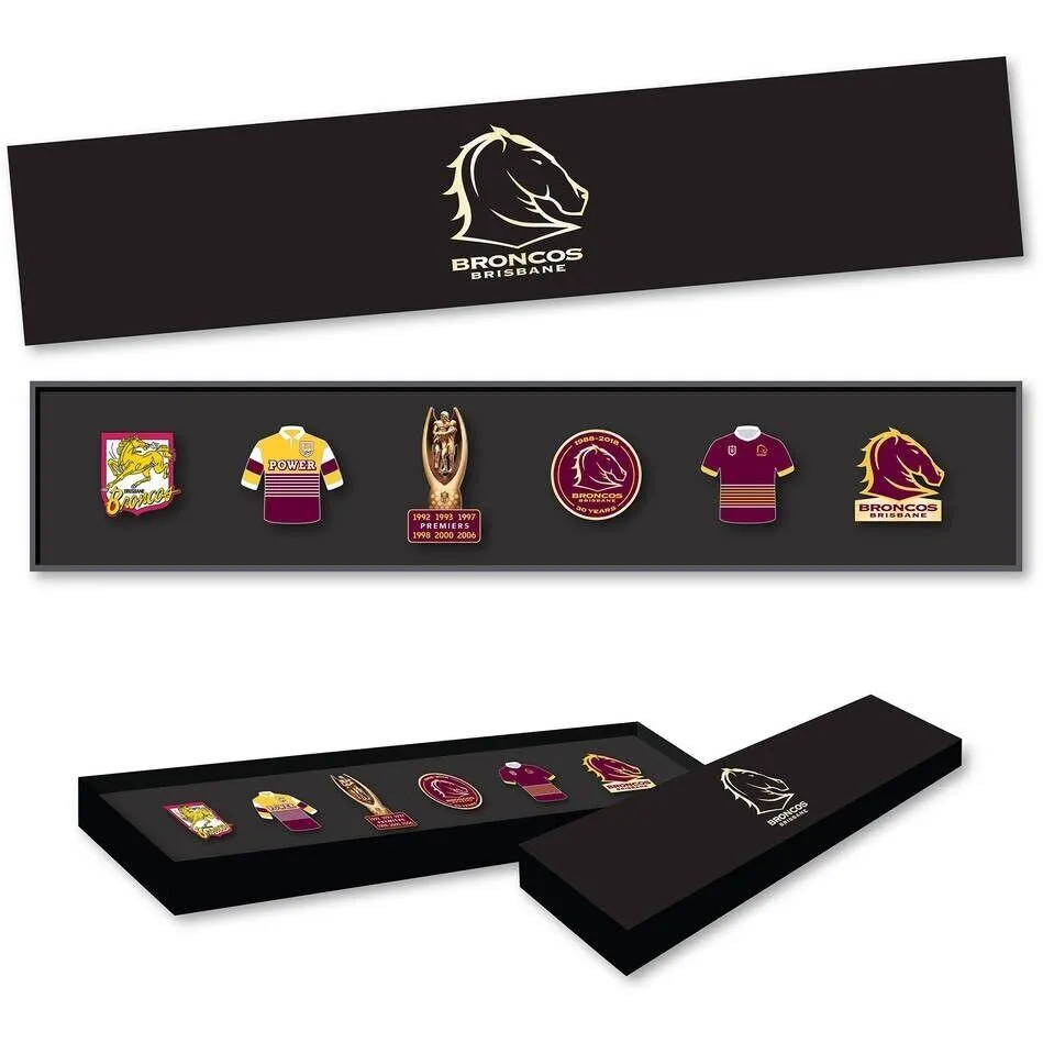 NRL Evolution Pin Set - History Logos - Brisbane Broncos