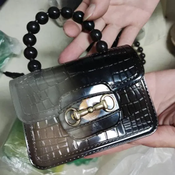 Pearl Handle Transparent Jelly Bag – Stylish & Vibrant Mini Handbag