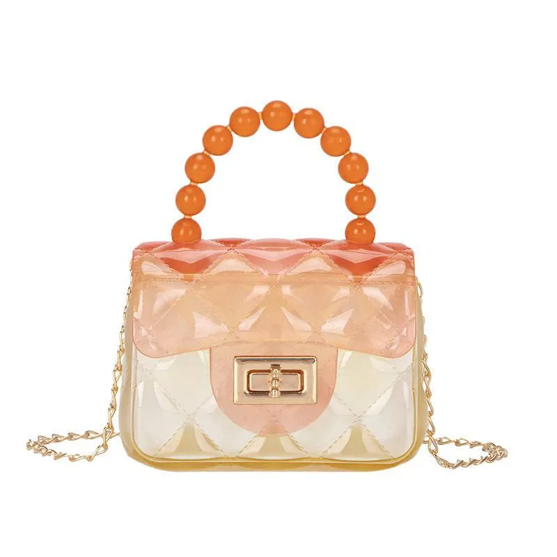 Pearl Handle Transparent Jelly Bag – Stylish & Vibrant Mini Handbag