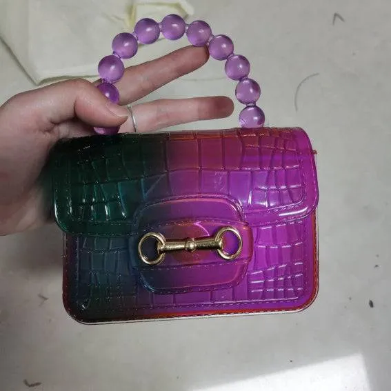 Pearl Handle Transparent Jelly Bag – Stylish & Vibrant Mini Handbag
