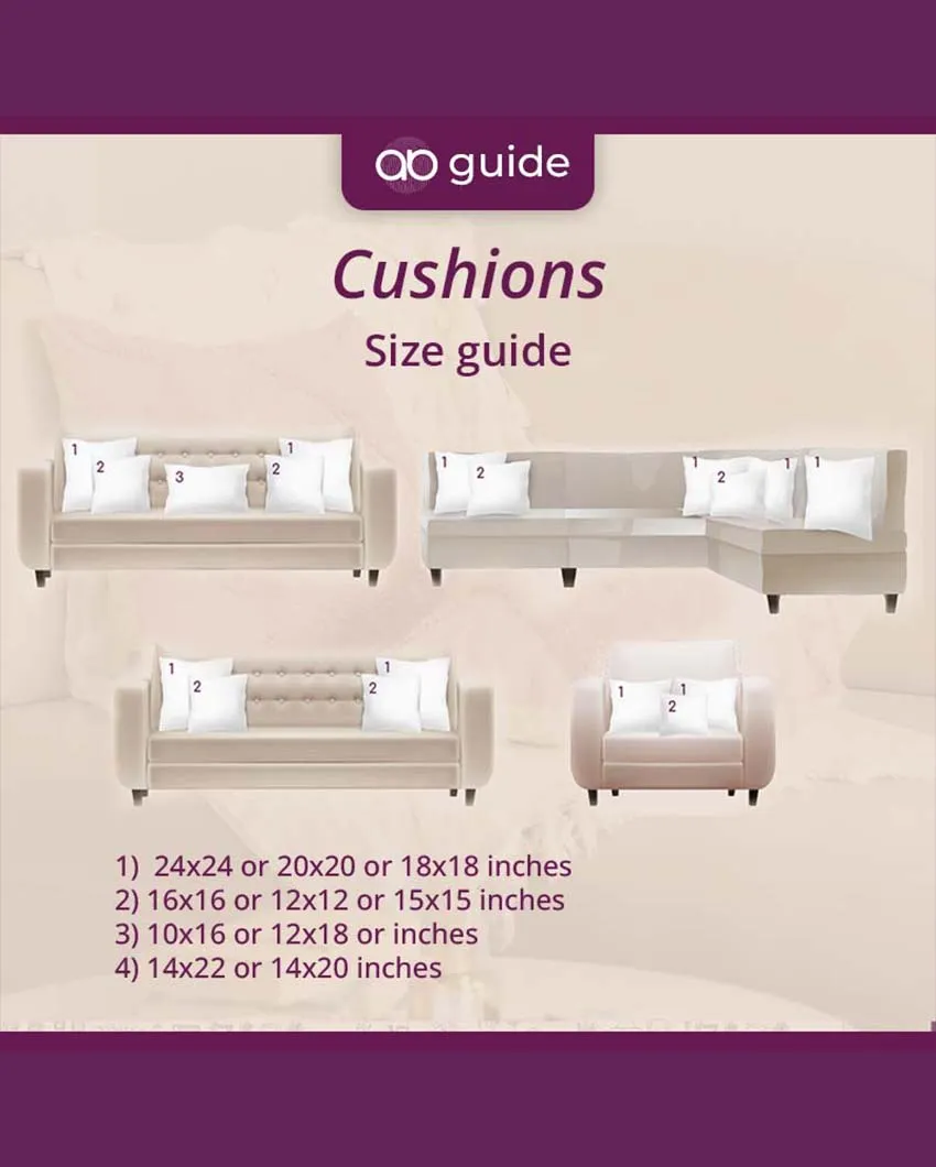 Printed Bagh Polyester Cushion Covers | Set of 5 | 16 x 16 inches