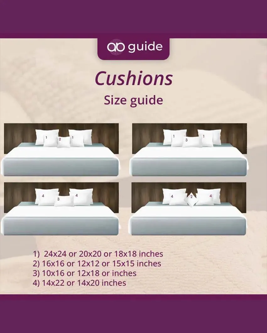 Printed Bagh Polyester Cushion Covers | Set of 5 | 16 x 16 inches
