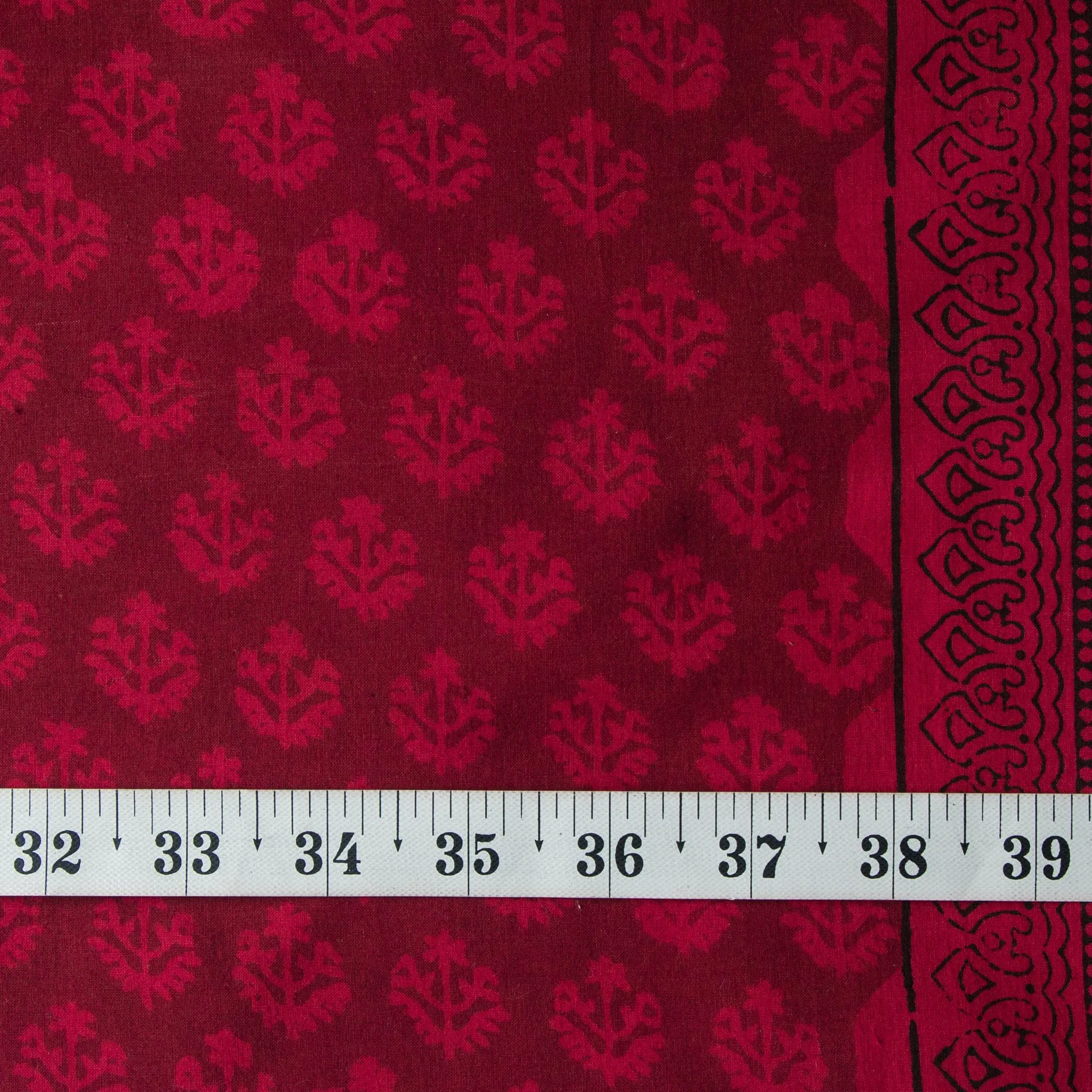 Red Bagh Handblock Printed Cotton Fabric