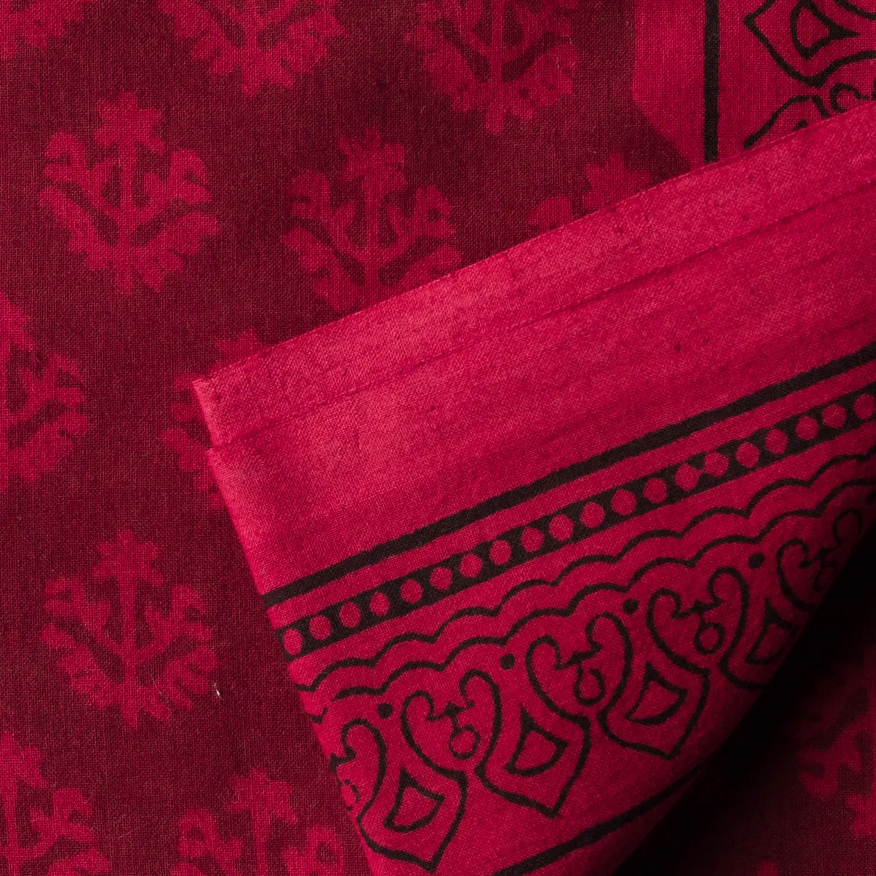 Red Bagh Handblock Printed Cotton Fabric