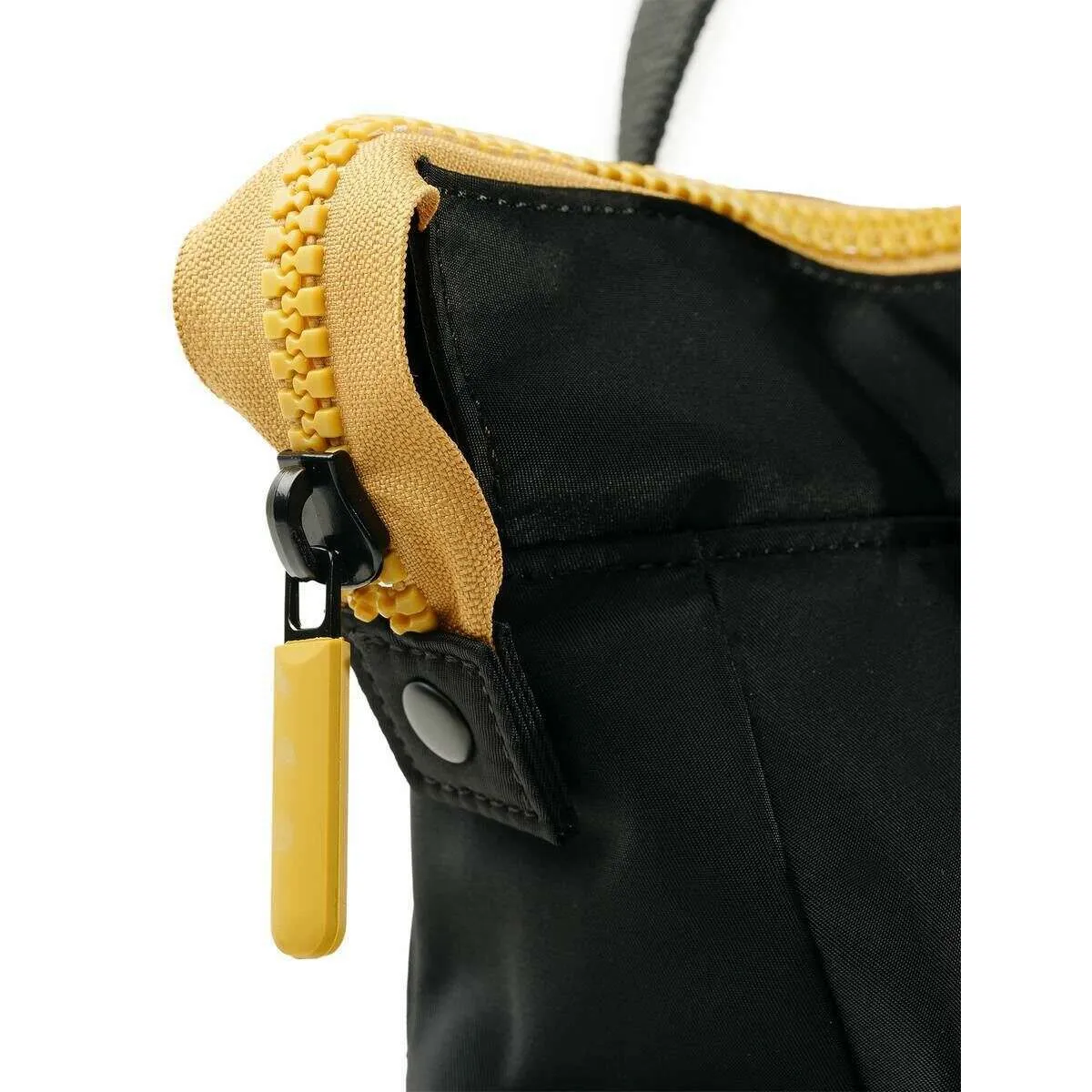 Roka Bantry B Small All Black Recycled Nylon Backpack - Black/Corn Yellow