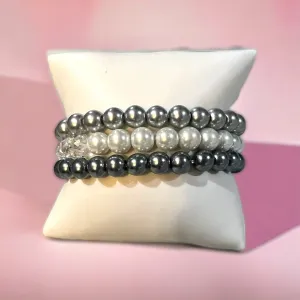Shades of Gray Pearl Bracelet Stack