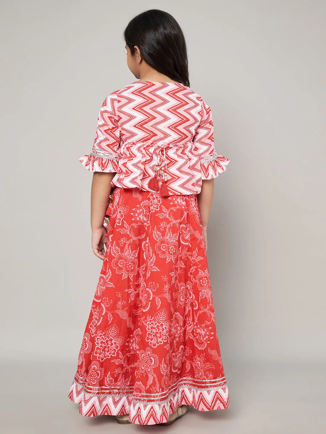 Stylish Alia Cut Top with Printed Skirt for Girls